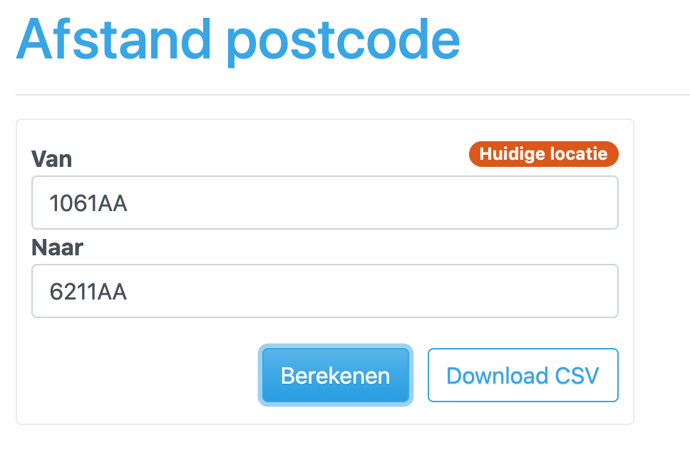 afstand postcode